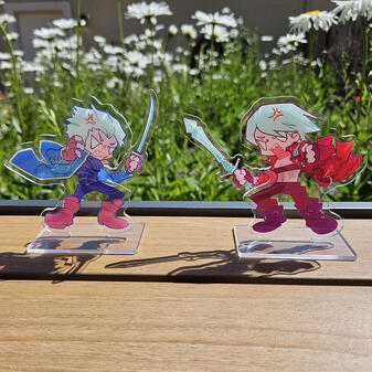 Spring Standee This is a specialty acrylic standee with springs attached to the sword arms! It makes the standees look like they are fighting...!